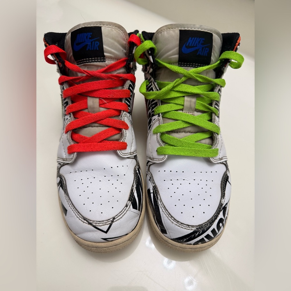 Nike Jordan 1- Mid All over logo neon shoes